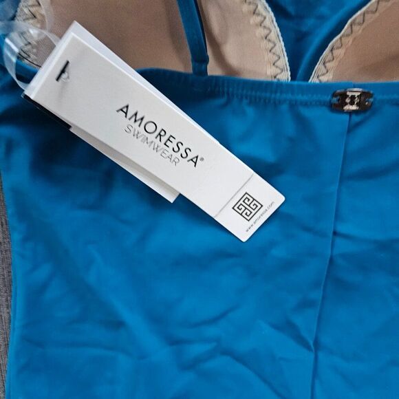 Amoressa By Miraclesuit Womens Pandora Elle Dorado One-shoulder One-piece Size 8 - Picture 11 of 14